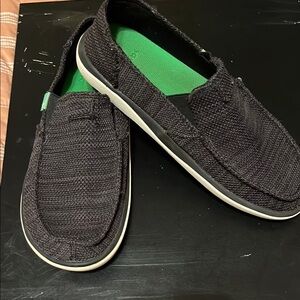 Men's Sanuk Vagabond Tripper Black Slip-On Shoes size 7